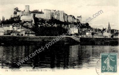 Carte postale ancienne Le Château vu de l'Ile — Chinon (Indre-et-Loire)
