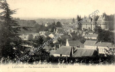 Carte postale ancienne Vue Panoramique vers le Château — Langeais (Indre-et-Loire)
