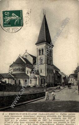 Carte postale ancienne Eglise paroissiale (monument historique), ancienne abbatiale des Bénédictins — Preuilly-sur-Claise (Indre-et-Loire)
