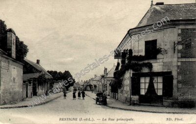 Carte postale ancienne La Rue principale — Restigné (Indre-et-Loire)