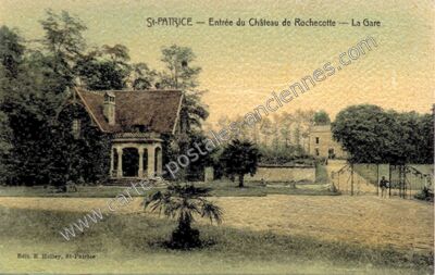 Carte postale ancienne Entrée du Château de Rochecotte — La Gare — Saint Patrice (Indre-et-Loire)
