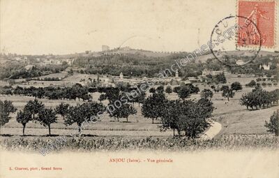 Carte postale ancienne Vue générale — Anjou (Isère)