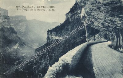 Carte postale ancienne Gorges de la Bourne — Choranche (Isère)