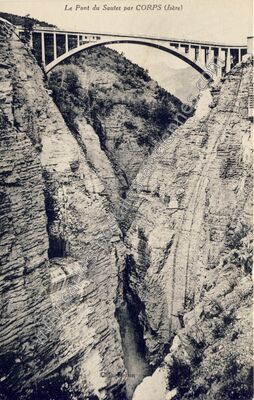 Carte postale ancienne Pont du Sautet — Pellafol (Isère)