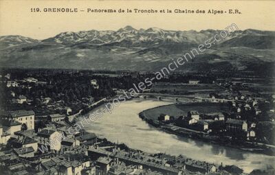 Carte postale ancienne Panorama de la Tronche et la Chaine des Alpes — La Tronche (Isère)