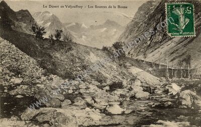 Carte postale ancienne Le Désert - Les Sources de la Bonne — Valjouffrey (Isère)