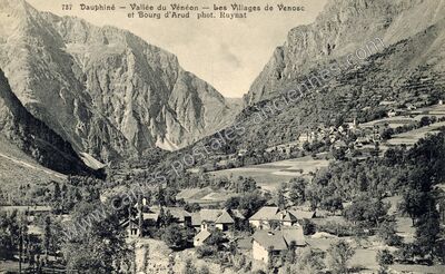 Carte postale ancienne Dauphiné — Vallée du Vénéon — Les Villages de Venosc et Bourg d'Arud — Vénosc (Isère)