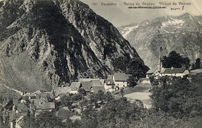 Carte postale ancienne Vallée du Vénéon. Village de Venosc et la Muzelle — Vénosc (Isère)