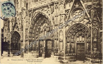 Carte postale ancienne Église Saint-Maurice Portail occidental — Vienne (Isère)