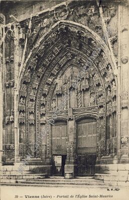 Carte postale ancienne Portail de l'Église Saint-Maurice — Vienne (Isère)