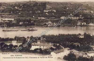 Carte postale ancienne Panorama de St-Romain-en-Gal, d'Estressin et Vallée du Rhône — Vienne (Isère)
