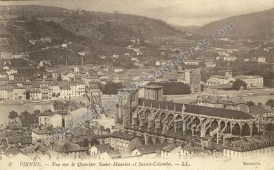 Carte postale ancienne Vue sur le Quartier Saint-Maurice et Sainte-Colombe — Vienne (Isère)
