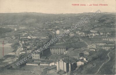 Carte postale ancienne Les Usines d'Estressin — Vienne (Isère)