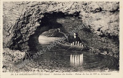 Carte postale ancienne Intérieur des Grottes - Retour du Lac de 180 m. de longueur — La Balme-les-Grottes (Isère)