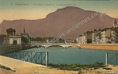 Carte postale ancienne Vue sur l'Isère et le Moucherotte — Grenoble (Isère)