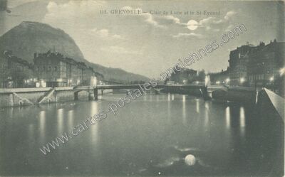 Carte postale ancienne Clair de Lune et le St-Eynard — Grenoble (Isère)