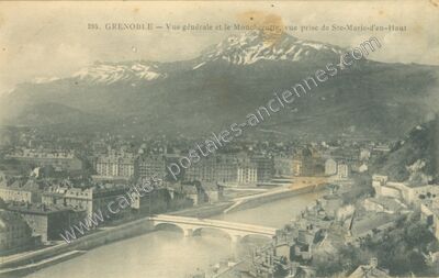 Carte postale ancienne Vue générale et le Moucherotte, vue prise de Ste-Marie-d'en-Haut — Grenoble (Isère)