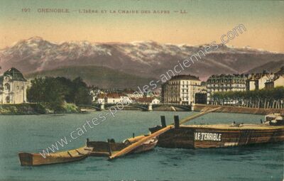 Carte postale ancienne L'Isère et la Chaîne des Alpes — Grenoble (Isère)