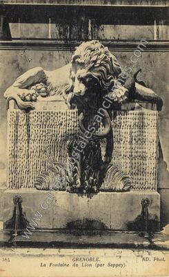 Carte postale ancienne La Fontaine du Lion — Grenoble (Isère)
