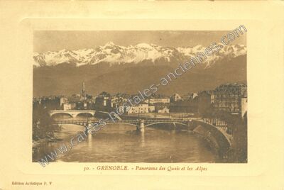 Carte postale ancienne Panorama des Quais et les Alpes — Grenoble (Isère)