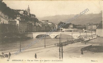 Carte postale ancienne Vue sur l'Isère et le Quartier Saint-Laurent — Grenoble (Isère)