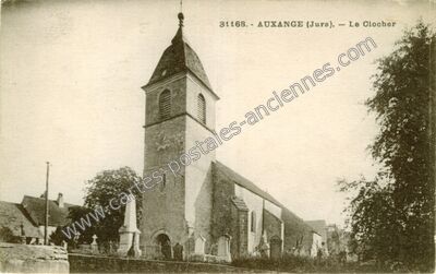 Carte postale ancienne Le Clocher — Auxange (Jura)