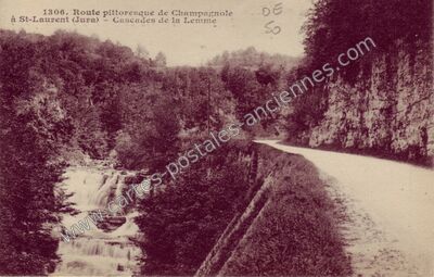 Carte postale ancienne Route pittoresque de Champagnole à St-Laurent - Cascades de la Lemme — Champagnole (Jura)