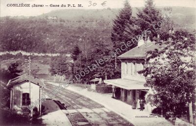 Carte postale ancienne Gare du P.L M — Conliège (Jura)