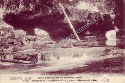 Carte postale ancienne Sites pittoresques de Franche-Comté - Source de l'Ain — Conte (Jura)
