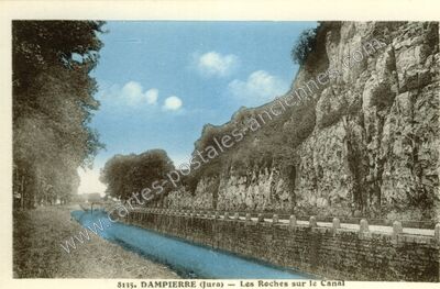 Carte postale ancienne Les Roches sur le Canal — Dampierre (Jura)