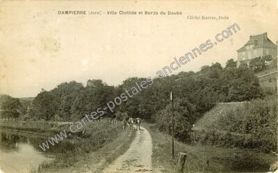 Carte postale ancienne Villa Clotilde et Bords du Doubs — Dampierre (Jura)