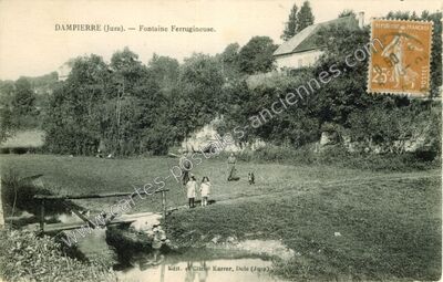 Carte postale ancienne Fontaine Ferrugineuse — Dampierre (Jura)