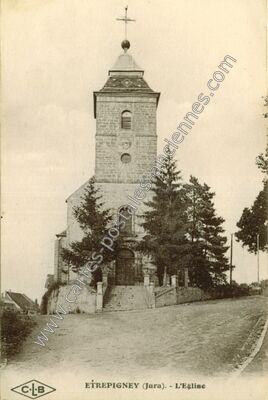 Carte postale ancienne L'Eglise — Étrepigney (Jura)