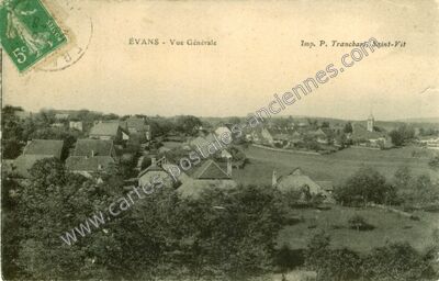 Carte postale ancienne Vue Générale — Évans (Jura)