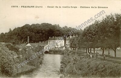 Carte postale ancienne Canal de la vieille forge - Château de la Gérance — Fraisans (Jura)
