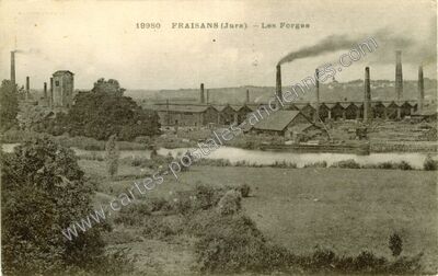 Carte postale ancienne Les Forges — Fraisans (Jura)