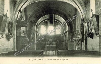 Carte postale ancienne Intérieur de l'Eglise — Gendrey (Jura)