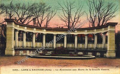 Carte postale ancienne Le Monument aux Morts de la Grande Guerre — Lons-le-Saunier (Jura)