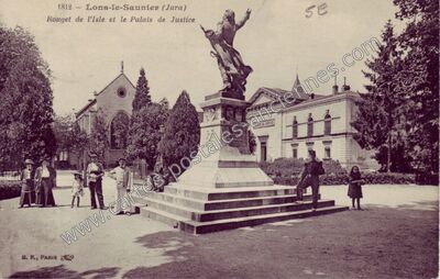 Carte postale ancienne Rouget de l'Isle et le Palais de Justice — Lons-le-Saunier (Jura)
