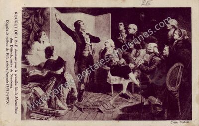 Carte postale ancienne Rouget de Lisle chantant pour la première fois la Marseillaise — Lons-le-Saunier (Jura)