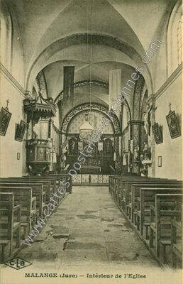 Carte postale ancienne Intérieur de l'Eglise — Malange (Jura)