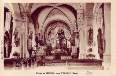 Carte postale ancienne Eglise de MIÈGES, près NOZEROY — Mièges (Jura)