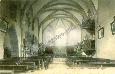 Carte postale ancienne Intérieur de l'Eglise — Moissey (Jura)