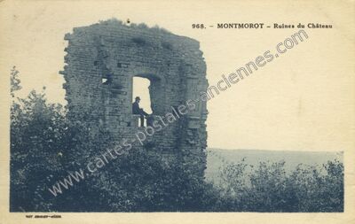 Carte postale ancienne Ruines du Château — Montmorot (Jura)