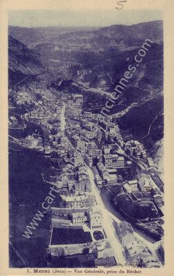 Carte postale ancienne Vue Générale, prise du Béchet — Morez (Jura)