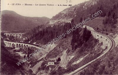 Carte postale ancienne Les Quatre Viaducs — Morez (Jura)