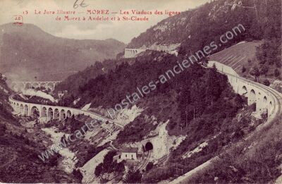 Carte postale ancienne Les Viaducs des lignes de Morez à Andelot et à St-Claude — Morez (Jura)