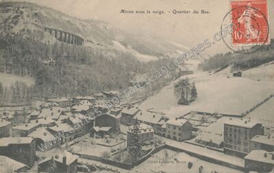 Carte postale ancienne Morez sous la neige. - Quartier du Bas — Morez (Jura)