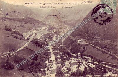 Carte postale ancienne Vue générale, prise du Viaduc des Crottes — Morez (Jura)