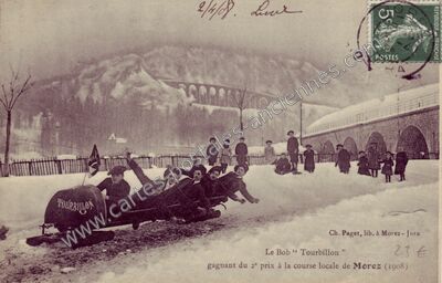 Carte postale ancienne Le Bob “ Tourbillon ” gagnant du 2° prix à la course locale — Morez (Jura)